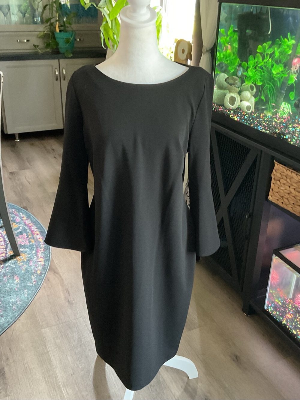 Calvin Klein Black Long-Sleeve Bell Cuff Sheath Dress
